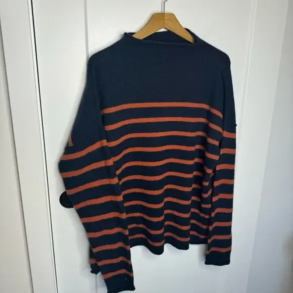 NEW YEARS CLEAN OUT! 
Madewell Navy and Orange Striped Turtleneck Sweater - Picture 3 of 6